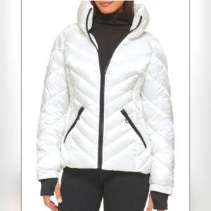 White Guess Quilted Puffer Jacket